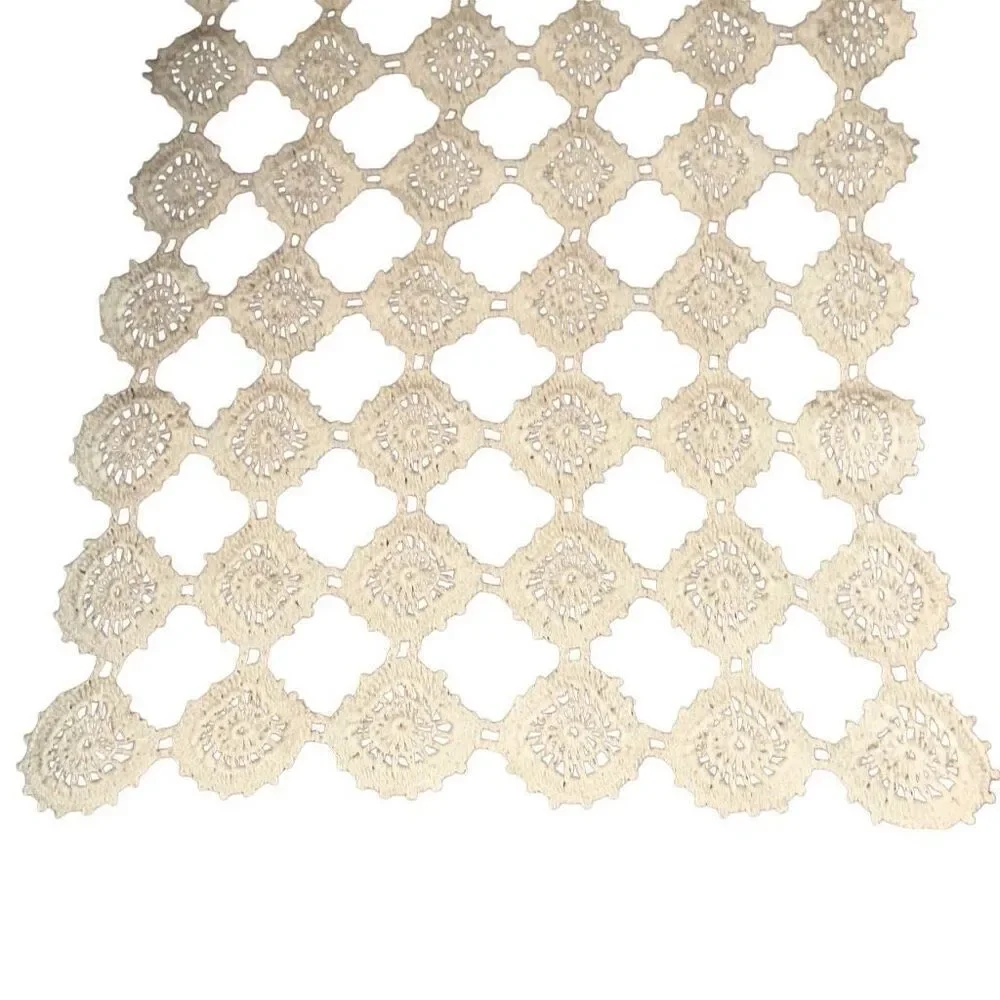 3 Antique Handmade Beige Crochet Rectangle & Square doilies ￼ 22”x 10”/10”x10”